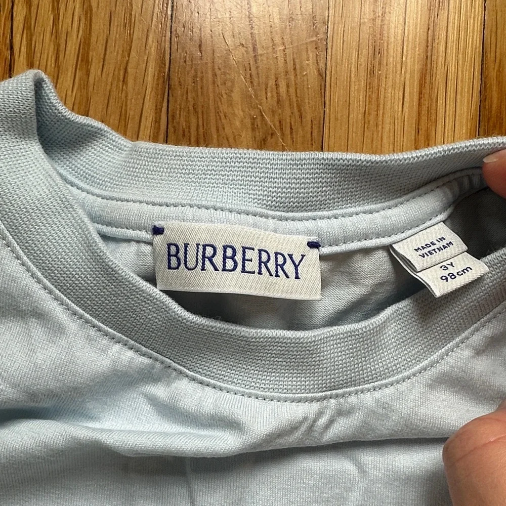 Burberry Light Blue Kids Tee with Navy Graphics - Picture 2 of 5
